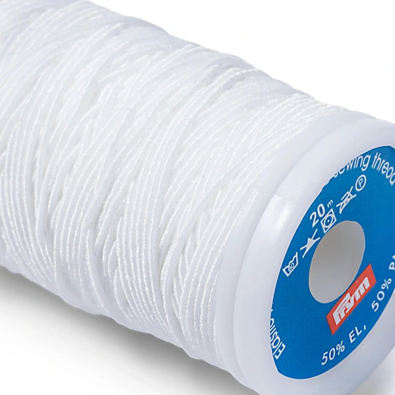 Prym Elastic Sewing Thread, White, 22 YD (20 M) - Image 2